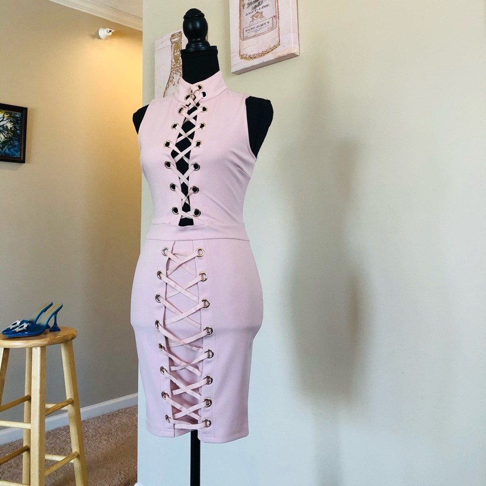 Lac blue lace up dress never worn